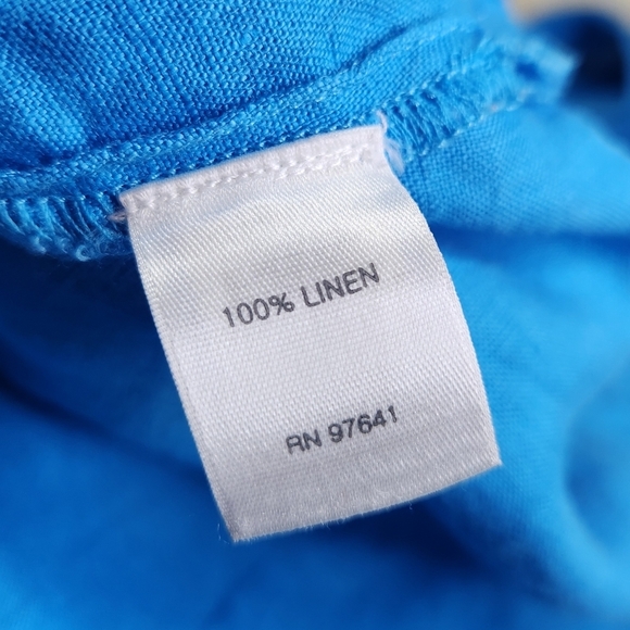 J. Jill Love Linen 100% Linen Button Up Long Sleeve Top Shirt Blue Size Large - Picture 8 of 9